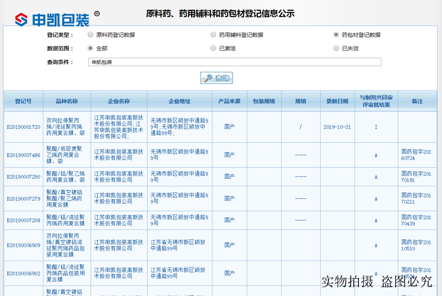 藥用包裝登記號(hào)